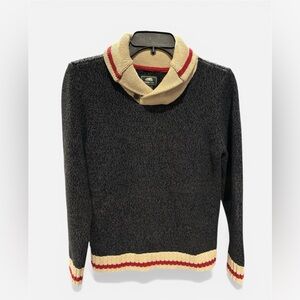 Roots Youth size 11-12 Black Sweater with Red and Tan Trim